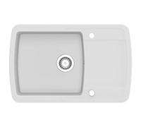 vidaXL Fregadero de Cocina de Granito con un Seno Lavabo Cocina Fontanería Piezas de Fontanería y Bricolaje Resistente Pileta Escurreplatos Blanco