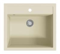 vidaXL Fregadero de Cocina de Granito con un Seno Lavabo Cocina Fontanería Piezas de Fontanería y Bricolaje Resistente Pileta Escurreplatos Beige