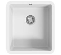 vidaXL Fregadero de Cocina de Granito con un Seno Lavabo Cocina Fontanería Piezas de Fontanería y Bricolaje Resistente Pileta Escurreplatos Blanco