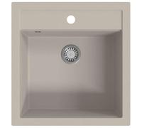 vidaXL Fregadero de Cocina de Granito con un Seno Lavabo Cocina Fontanería Piezas de Fontanería y Bricolaje Resistente Pileta Escurreplatos Beige