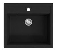 vidaXL Fregadero de cocina 1 seno negro granito – Lavabo con caño para lavaplatos