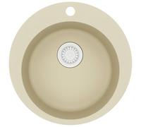 vidaXL Fregadero de Cocina de Granito con un Seno Redondo Lavabo Grifos Beige