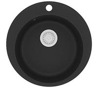 vidaXL Fregadero de Cocina de 1 Seno Redondo Granito Negro Lavaplatos Encimera