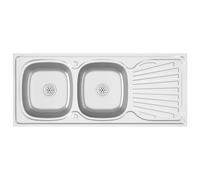 vidaXL Fregadero de Cocina Doble Seno, Pila Encima de Armario, Pileta de Cocina Superior, Lavabo Decorativo para Hogar, Acero Inoxidable