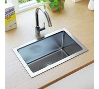 vidaXL Fregadero de Cocina Hecho a Mano Pila Lavabo Comedor Servicio Grifo Lavar Olla Platos Integrado Acero Inoxidable