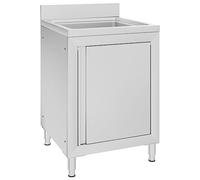 vidaXL Fregadero de Cocina Profesional Armario Comercial Utilidad Lavabo Mesa de Trabajo Gabinete Mueble Individual Catering Acero Inoxidable