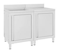 vidaXL Fregadero de Cocina Profesional Equipo Armario de Almacenamiento Restaurante Mesa de Trabajo Comercial Acero Inoxidable 120x60x96 cm