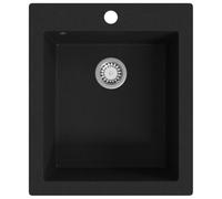 vidaXL Fregadero de Cocina Sobrepuesto de Granito Negro Lavabo para los Platos