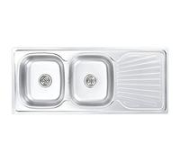 vidaXL Fregadero de Doble Seno con Colador y Sifón Pila Lavabo Alberca Comedor Cocina Servicio Grifo Lavar Olla Platos Integrado Acero Inoxidable