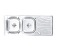 vidaXL Fregadero de Doble Seno con Colador y Sifón Pila Lavabo Alberca Comedor Cocina Servicio Grifo Lavar Olla Platos Integrado Acero Inoxidable