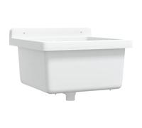vidaXL Fregadero lavabo de pared resina blanco 40x40x24 cm, fregadero utilitario, lavabo de cuarto de baño, lavamanos, lavabo utilitario, lavabo