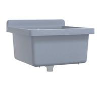 vidaXL Fregadero lavabo de pared resina gris 40x40x24 cm, fregadero utilitario, lavabo de cuarto de baño, lavamanos, lavabo utilitario, lavabo