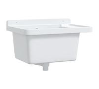 vidaXL Fregadero lavabo de pared resina blanco 50x35x24 cm, fregadero utilitario, lavabo de cuarto de baño, lavamanos, lavabo utilitario, lavabo
