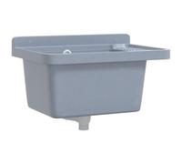 vidaXL Fregadero lavabo de pared resina gris 50x35x24 cm, fregadero utilitario, lavabo de cuarto de baño, lavamanos, lavabo utilitario, lavabo