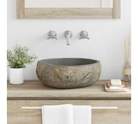vidaXL Fregadero de Piedra Río 45 x 35 x 15 cm, Fregadero ovalado de piedra, lavabo , estilo cool, para el baño