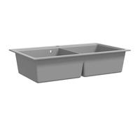 vidaXL Fregadero encastrable de granito gris 2 cubetas lavabos baño bricolaje