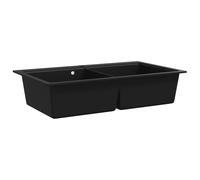 vidaXL Fregadero encastrable 2 senos de granito negro – cubeta lavaplatos