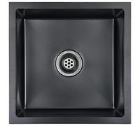 vidaXL Fregadero hecho a mano con colador acero inoxidable negro