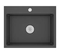 vidaXL Fregadero Hecho a Mano de Acero Inoxidable Negro Lavabo