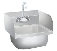 vidaXL Fregadero Lavamanos Comercial con Grifo Lavabos de Exterior Parte Integral de Cocina Higiénico Botón del Chorro de Acero Inoxidable