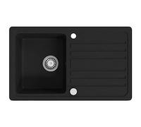 vidaXL Fregadero Reversible 1 Seno Escurridor Grafito Negro Cubeta Lavaplatos