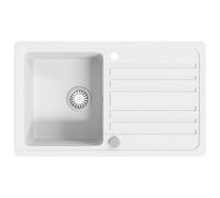 vidaXL Fregadero reversible de granito de una cubeta con escurridor, blanco crema