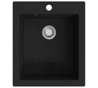 vidaXL Fregadero de Cocina Sobrepuesto de Granito Negro Lavabo para los Platos