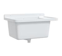 vidaXL Fregadero utilitario de pared resina blanco 60x40x28 cm, lavabo utilitario, lavabo, lavabo de baño, lavabo de cuarto de baño, lavamanos