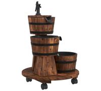 vidaXL Fuente de Agua con Bomba y Ruedas Madera de Abeto 55x55x80 cm