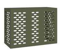 vidaXL Funda de Aire Acondicionado Verde Oliva de Metal 110 x 50 x 80 cm, Diseño Elegante para Uso Exterior, Escudo Protector para Unidades HVAC, Mantenimiento Fácil y Útil, Equipo Esencial para el