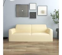 vidaXL Funda Elástica para Sillón de 2 Plazas Sofá de Manchas Derrames Pelos de Mascotas Salón Sala de Estar Habitación Muebles Poliéster Jersey Crema