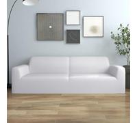 vidaXL Funda Elástica para Sofá de 3 Plazas Sillón Derrames Pelos de Mascotas Salón Sala de Estar Habitación Mueble Mobiliario Poliéster Jersey Blanca