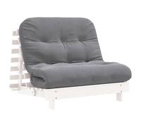 vidaXL Futón sofá Cama con colchón Madera Maciza Blanco 100x206x11 cm, futón Cama Japonesa, futón Cama con colchón, Cama de Suelo Japonesa