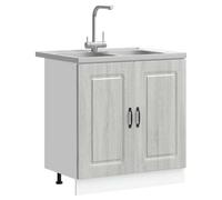 vidaXL Gabinete Base para Lavabo Gris Sonoma Ajustable en Altura | Madera elaborada | Diseño Moderno | Almacenamiento Amplio | Puertas con bisagras | Ideal para cocinas Interiores | Muebles func