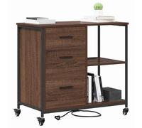vidaXL Gabinete con Estación de Carga Roble Marrón 76 x 41 x 72 cm, Soluciones Modernas para Almacenamiento en la Oficina, Mueble Rectangular de Madera con Carga, Espacio ordenado