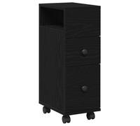 vidaXL Gabinete de Almacenamiento de Roble Negro 2 cajones y Ruedas | Organizador de Oficina Moderno de Madera de Calidad | Solución estilosa y compacta para el hogar: 33x23x65 cm, Muebles para s