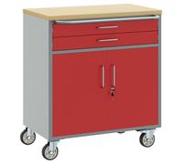 vidaXL Gabinete de Almacenamiento Móvil Industrial de Herramientas con 2 Cajones y Ruedas Cerrables Rojo Gris Duradero de Acero Cofre de Taller Solución Organizador Caja Rodante Organizador de Mecán