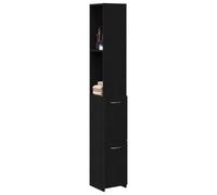 vidaXL Gabinete Moderno de baño Roble Negro con 2 Compartimentos de Almacenamiento | Muebles Altos para Uso Interior | Fácil de Limpiar | Madera Ingenierizada | Diseño Moderno | Cada Solución de M