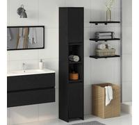 vidaXL Gabinete de Baño con Puerta Roble Negro 30 x 30 x 183,5 cm, Estanterías Ajustables, Mueble Moderno para baño, Unidad Rectangular, Madera, Organizador Alto para Interiores