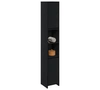 vidaXL Gabinete de Baño con Puerta Roble Negro 30 x 30 x 183,5 cm, Estanterías Ajustables, Mueble Moderno para baño, Unidad Rectangular, Madera, Organizador Alto para Interiores