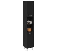 vidaXL Gabinete de Baño Roble Negro 30 x 30 x 179 cm | El acabado en roble negro le da un toque especial, Tiene seis compartimentos para que mantengas tus cosas organizadas,
