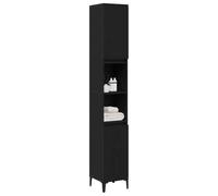 vidaXL Gabinete de Baño Roble Negro 30 x 30 x 190 cm | Mucho espacio para tus cosas esenciales, Líneas elegantes para un look actual, Perfecto para baños y tocadores