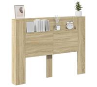 vidaXL Gabinete de cabecera con LED con estante Sonoma 140 x 16,5 x 103,5 cm, Muebles de dormitorio modernos, cabecero rectangular de pared, iluminación LED, alimentado por USB, diseño de