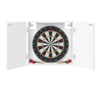 vidaXL Gabinete de diana blanco de 56 x 12 x 53,5 cm, madera de ingeniería, moderno gabinete rectangular para diana, almacenamiento de juegos, decoración de sala de juegos, unidad de accesorios de