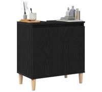 vidaXL Mueble de Lavabo de Roble Negro de, 58 x 33 x 60 cm, de Madera diseñada. Tiene Dos Puertas, es un Mueble Moderno para el baño, Incluye estanterías de Pared, es contemporáneo y Funciona como o
