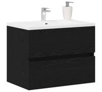 vidaXL Gabinete de Lavabo para Baño Roble Negro 60 x 38,5 x 45 cm | Montones de espacio para tus cosas del baño, Madera elaborada que aguanta la humedad y no se deforma fácilmente,