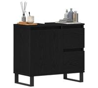vidaXL Gabinete de Lavabo para Baño Roble Negro 65 x 33 x 60 cm, Armario Moderno para baño, solución Rectangular de Almacenamiento, Mueble contemporáneo, Organizador Duradero