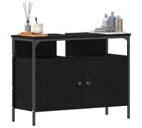 vidaXL Gabinete de Lavabo para Baño Roble Negro 80 x 30 x 60 cm | Esta unidad se ve increíble con su estilo moderno, quedando perfecta en tu decoración, Tiene dos puertas y estantes,