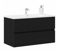 vidaXL Gabinete de Lavabo para Baño Roble Negro 80 x 38,5 x 45 cm, Aparador de baño, diseño Moderno y Elegante, Mueble para Lavabo, práctico para Cualquier decoración contemporánea
