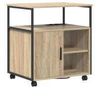 vidaXL Gabinete de Oficina en Roble Sonoma, Mide 60 x 46 x 67 cm. Está Hecho de Madera compuesta y Tiene un Marco de Acero. Viene con una estación de Carga, Puertas con bisagra, Barras, y manijas. Es
